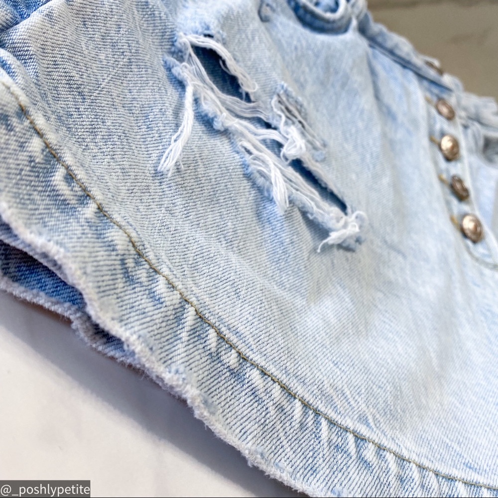 AE denim ripped distressed jean mom comfort stretch band skort - Picture 3 of 16